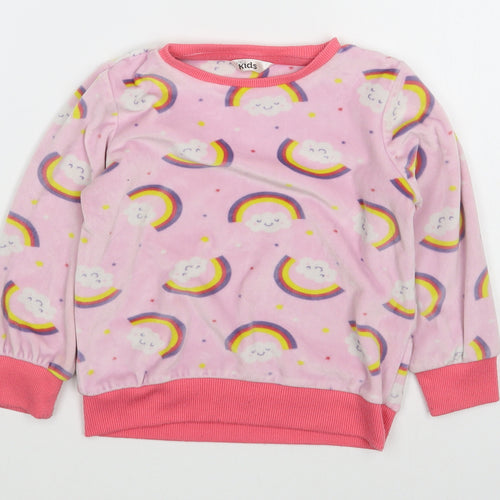 M&Co Girls Pink Geometric Polyester Top Pyjama Top Size 3-4 Years  Pullover