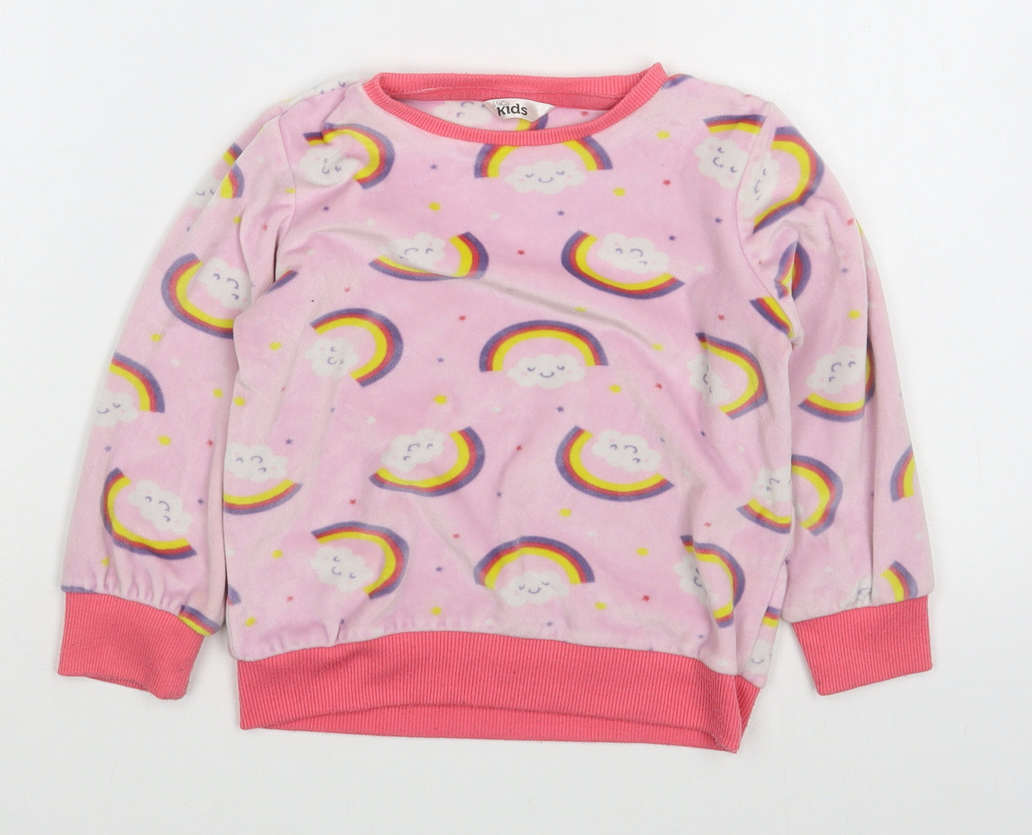 M&Co Girls Pink Geometric Polyester Top Pyjama Top Size 3-4 Years  Pullover