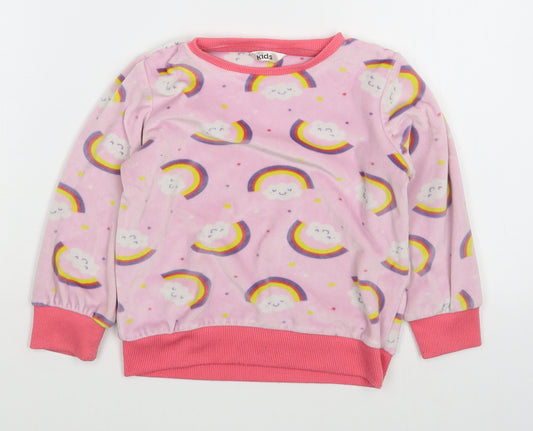 M&Co Girls Pink Geometric Polyester Top Pyjama Top Size 3-4 Years  Pullover