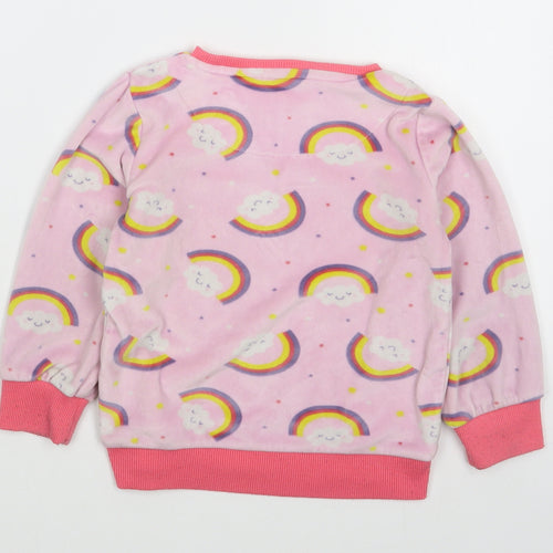 M&Co Girls Pink Geometric Polyester Top Pyjama Top Size 3-4 Years  Pullover