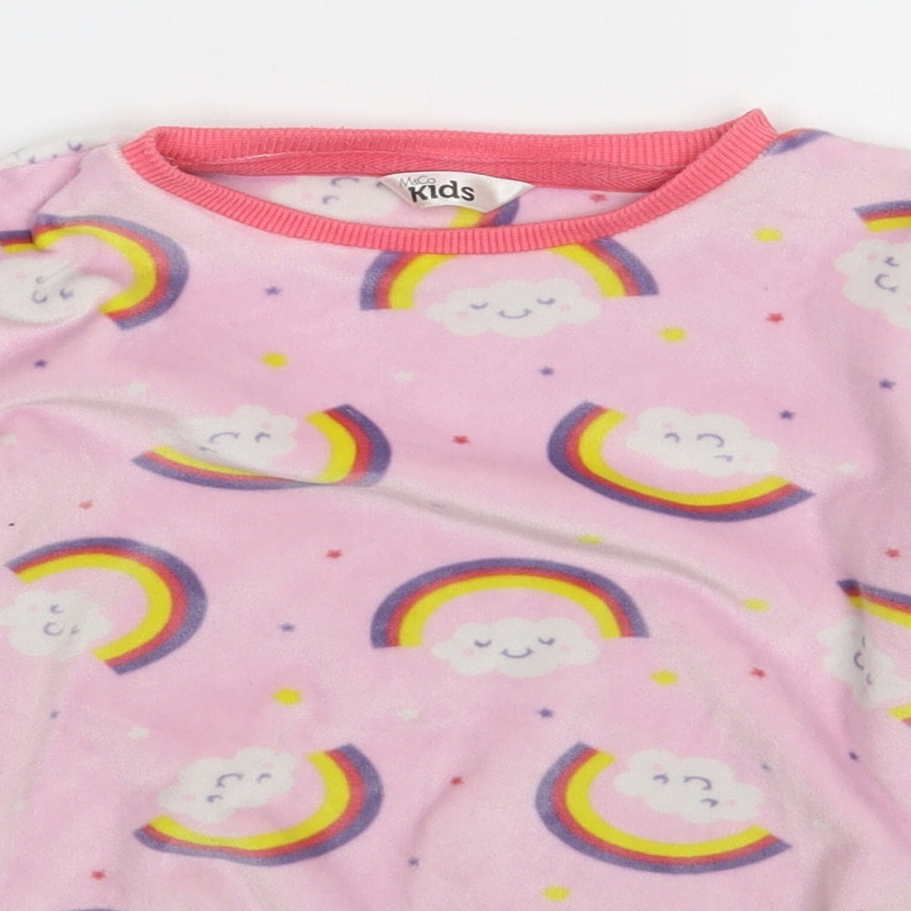 M&Co Girls Pink Geometric Polyester Top Pyjama Top Size 3-4 Years  Pullover
