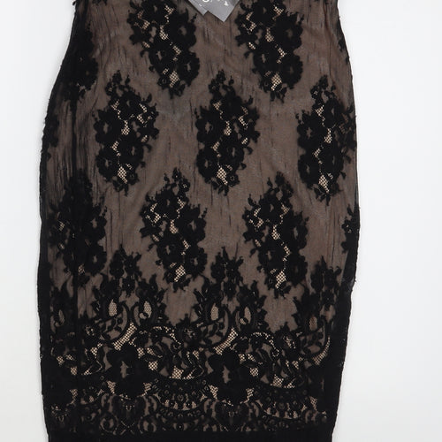 Quiz Womens Beige Geometric Polyester Straight & Pencil Skirt Size 12   Zip