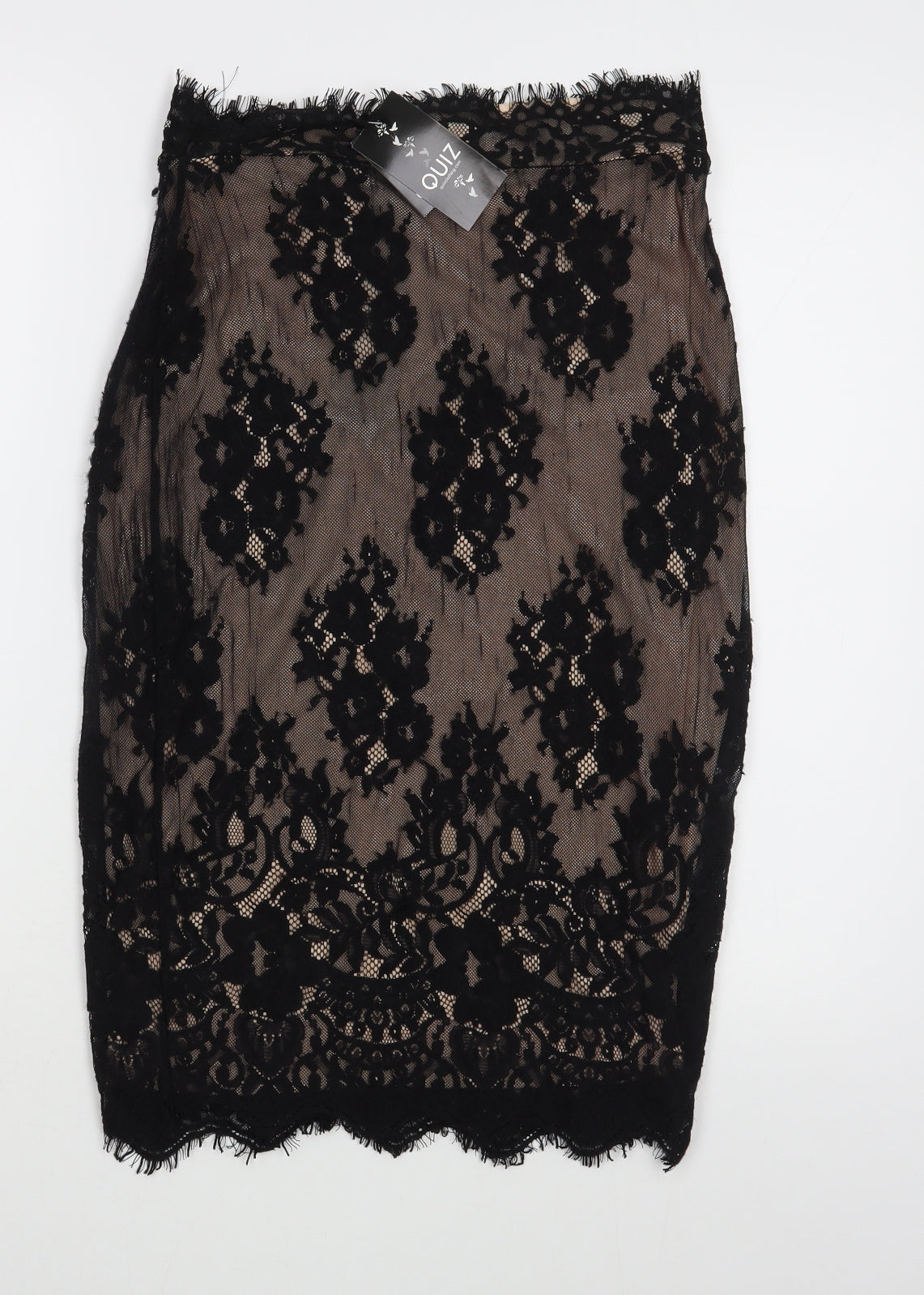 Quiz Womens Beige Geometric Polyester Straight & Pencil Skirt Size 12   Zip