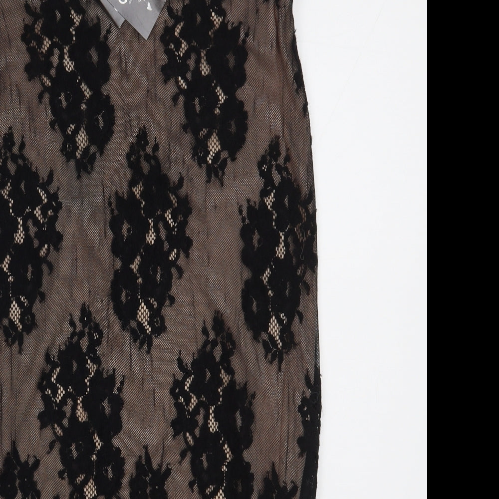 Quiz Womens Beige Geometric Polyester Straight & Pencil Skirt Size 12   Zip