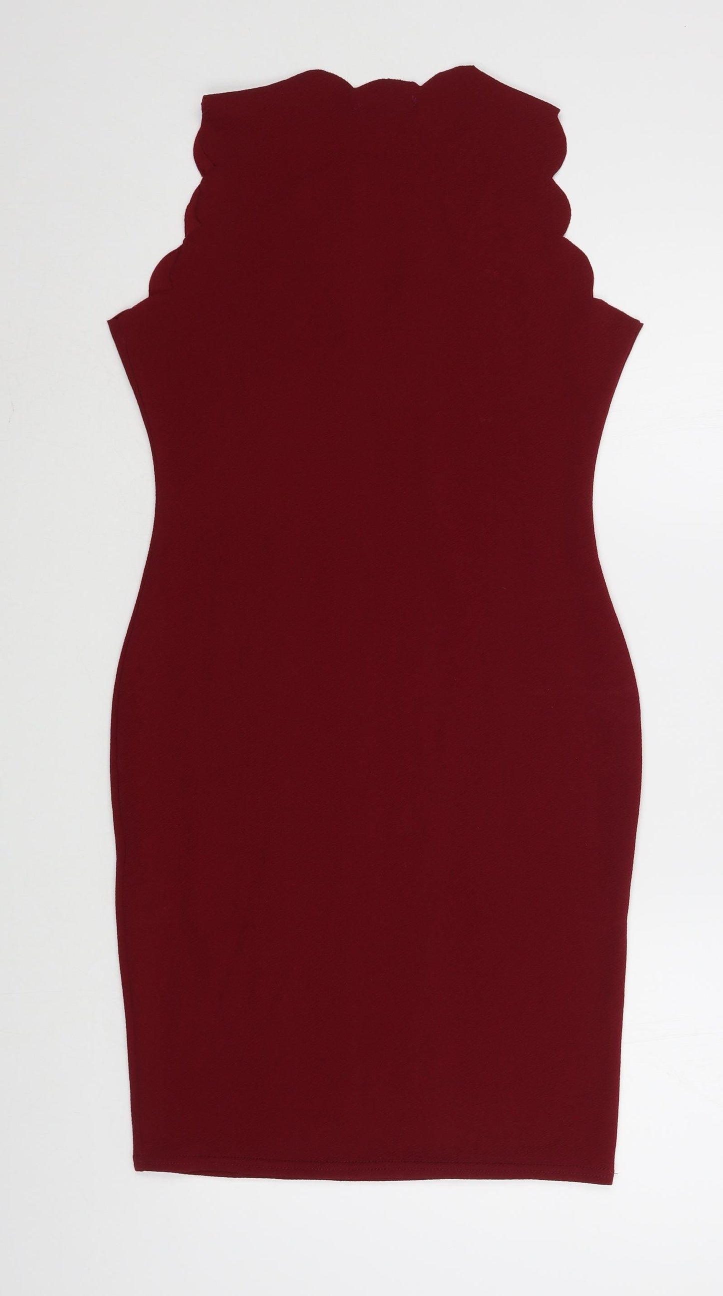 Boohoo Womens Red  Polyester Bodycon  Size 12  V-Neck Pullover