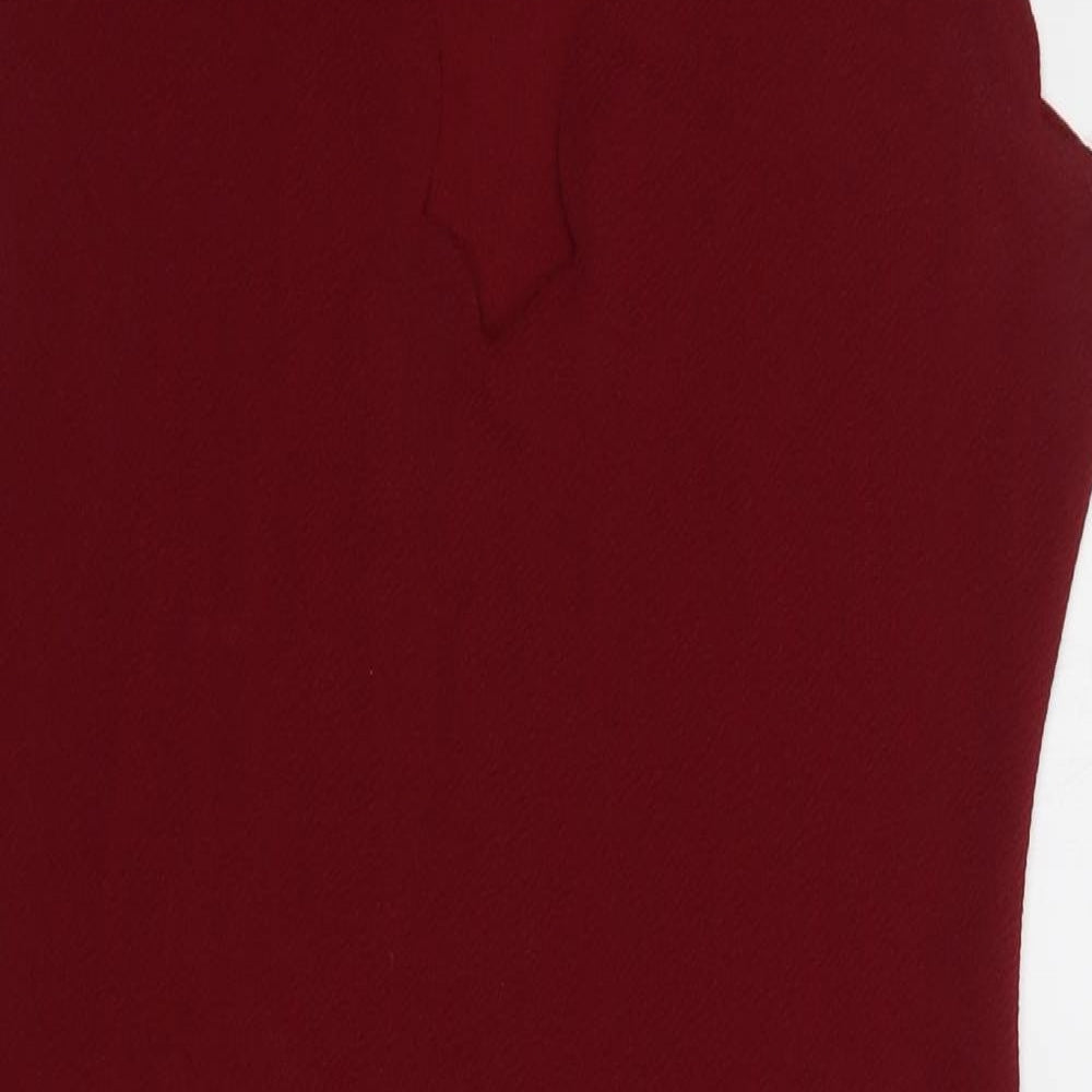 Boohoo Womens Red  Polyester Bodycon  Size 12  V-Neck Pullover