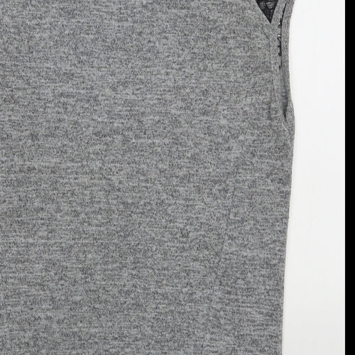 Miss Selfridge Womens Grey  Polyester Basic T-Shirt Size 6 Boat Neck