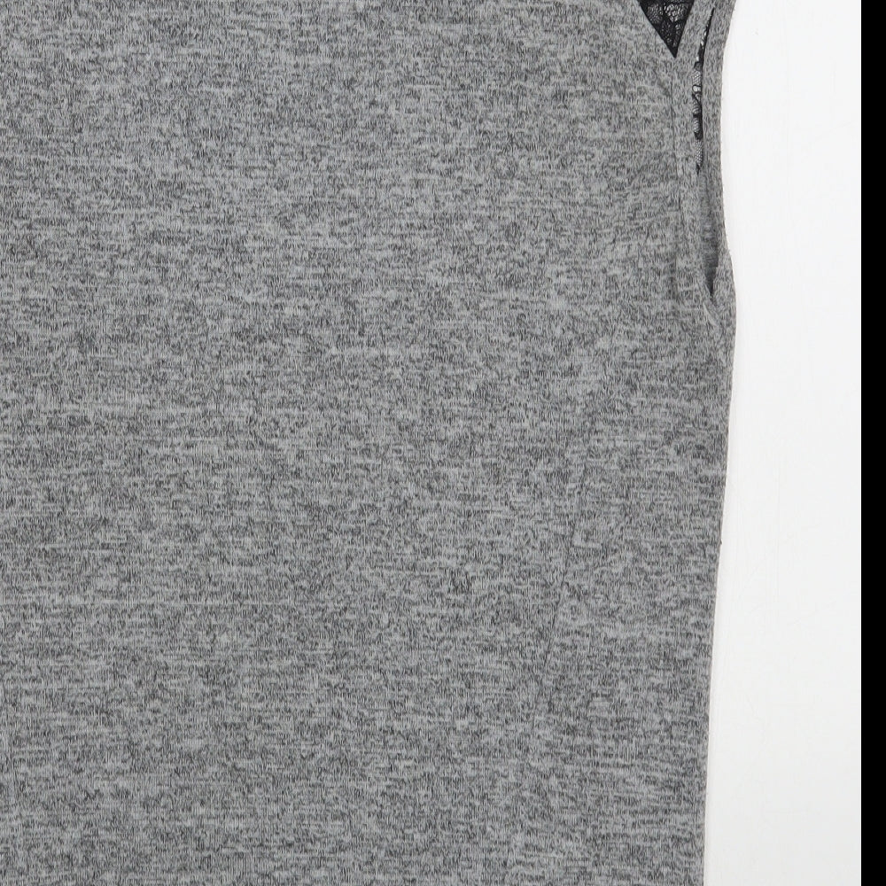 Miss Selfridge Womens Grey  Polyester Basic T-Shirt Size 6 Boat Neck