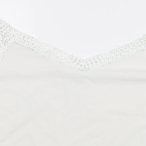 Preworn Womens White  Polyester Basic Blouse Size L V-Neck