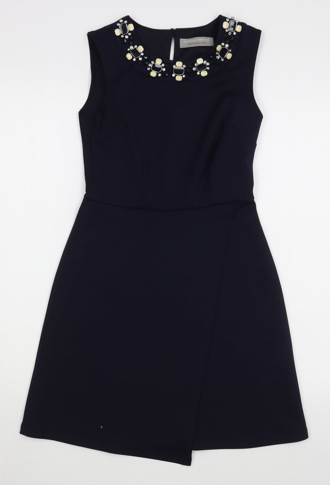 Dorothy Perkins Womens Blue  Polyester Sheath  Size 6  Scoop Neck Zip