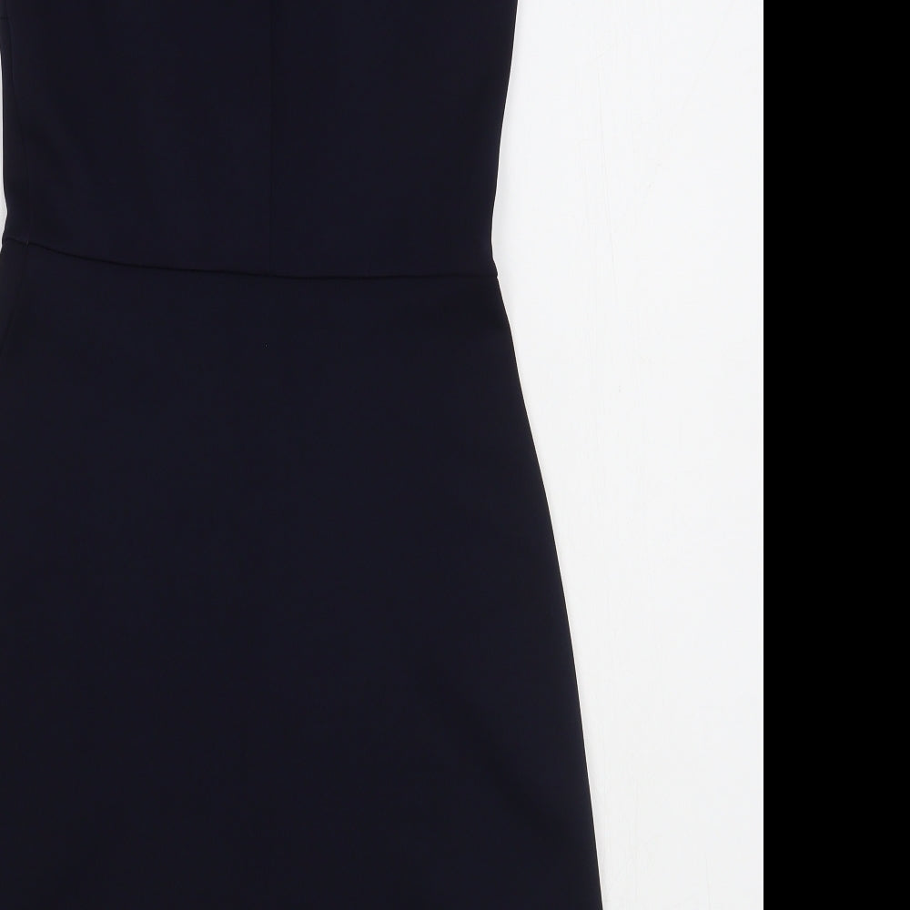 Dorothy Perkins Womens Blue  Polyester Sheath  Size 6  Scoop Neck Zip