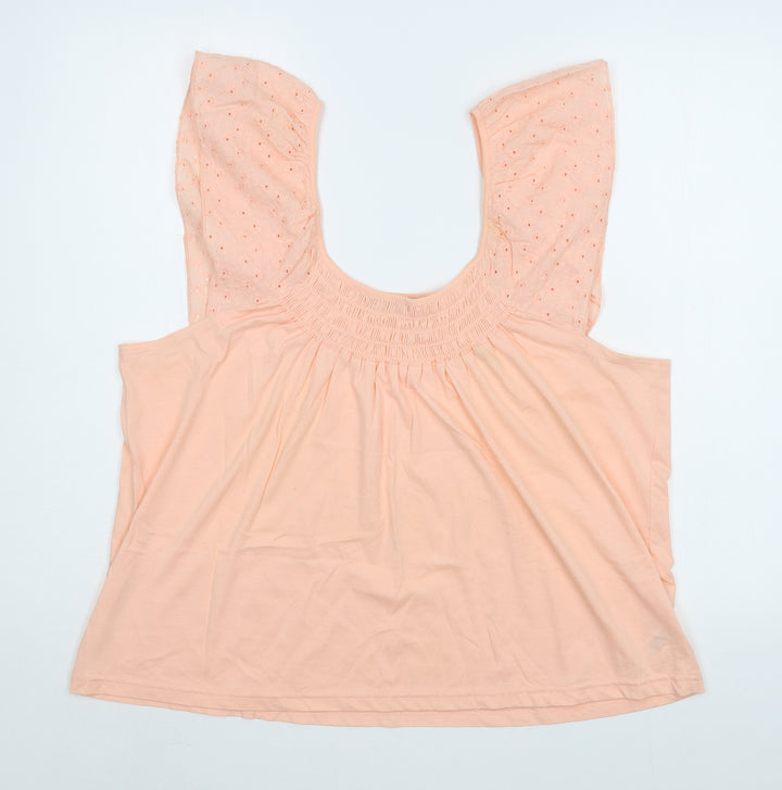 Dunnes Stores Womens Pink 100% Cotton Basic Blouse Size L Scoop Neck