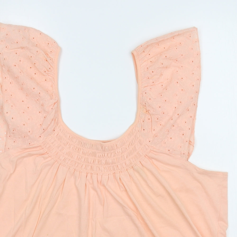 Dunnes Stores Womens Pink  100% Cotton Basic Blouse Size L Scoop Neck