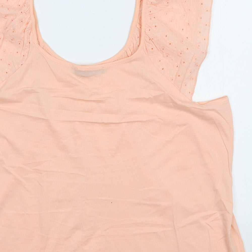 Dunnes Stores Womens Pink  100% Cotton Basic Blouse Size L Scoop Neck