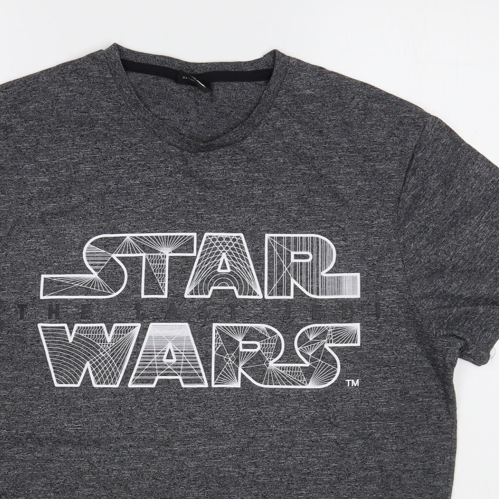 Star Wars Mens Grey  Cotton  T-Shirt Size M Round Neck