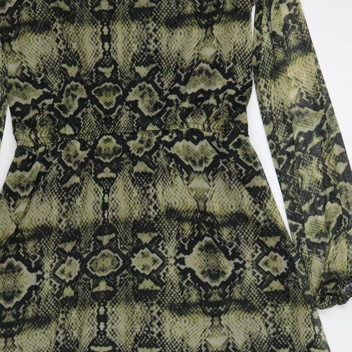 Copperose Womens Brown Animal Print Polyester A-Line  Size M  Boat Neck Button