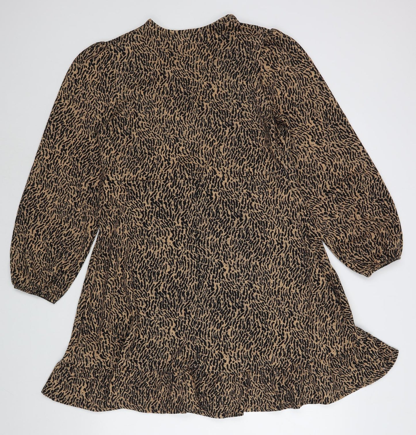 Primark Womens Brown Animal Print Polyester A-Line  Size L  V-Neck Pullover