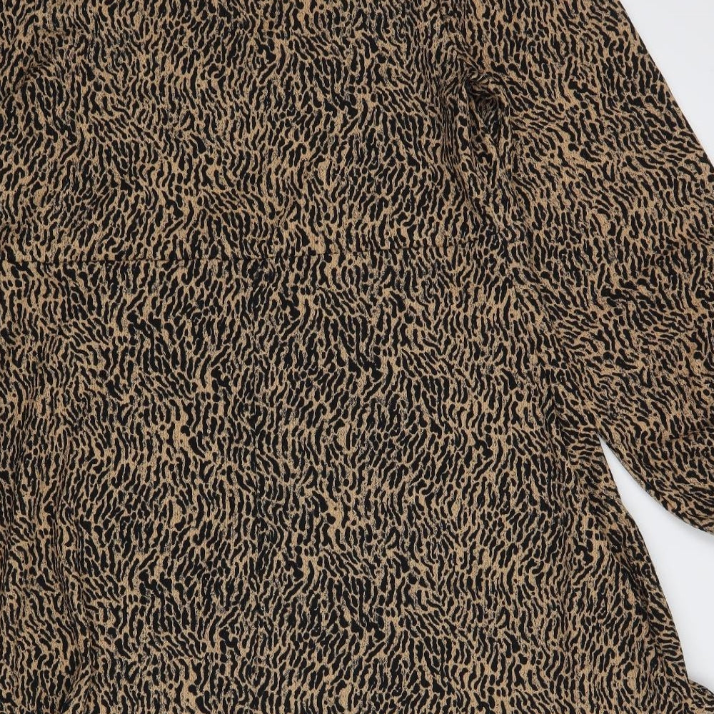 Primark Womens Brown Animal Print Polyester A-Line  Size L  V-Neck Pullover