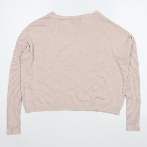Cashel Womens Pink Boat Neck  Viscose Pullover Jumper Size L