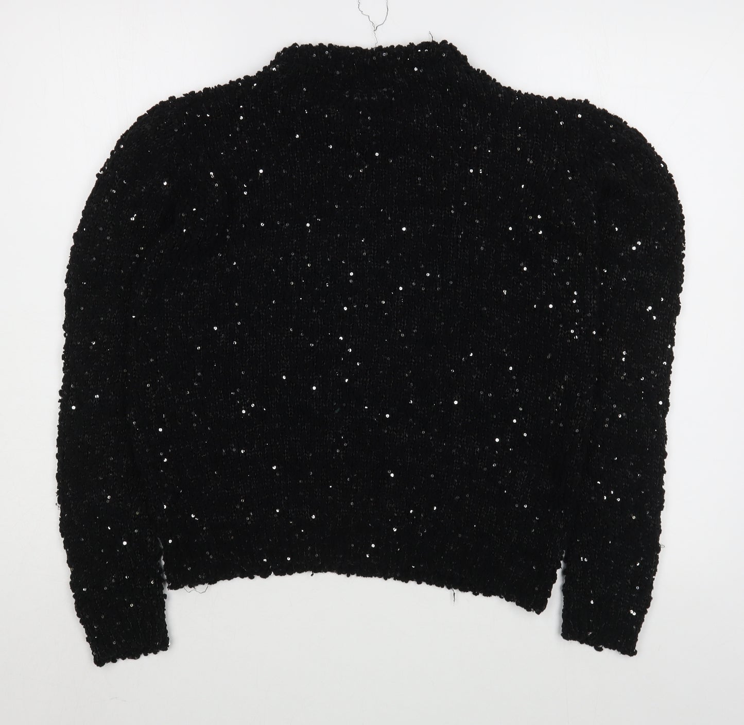 Janino Womens Black Round Neck  Acrylic Pullover Jumper Size L