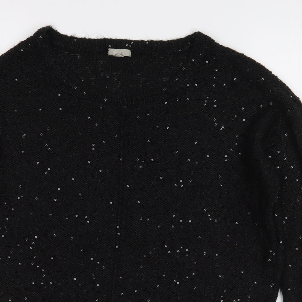 OVS Womens Black Round Neck  Polyester Pullover Jumper Size S