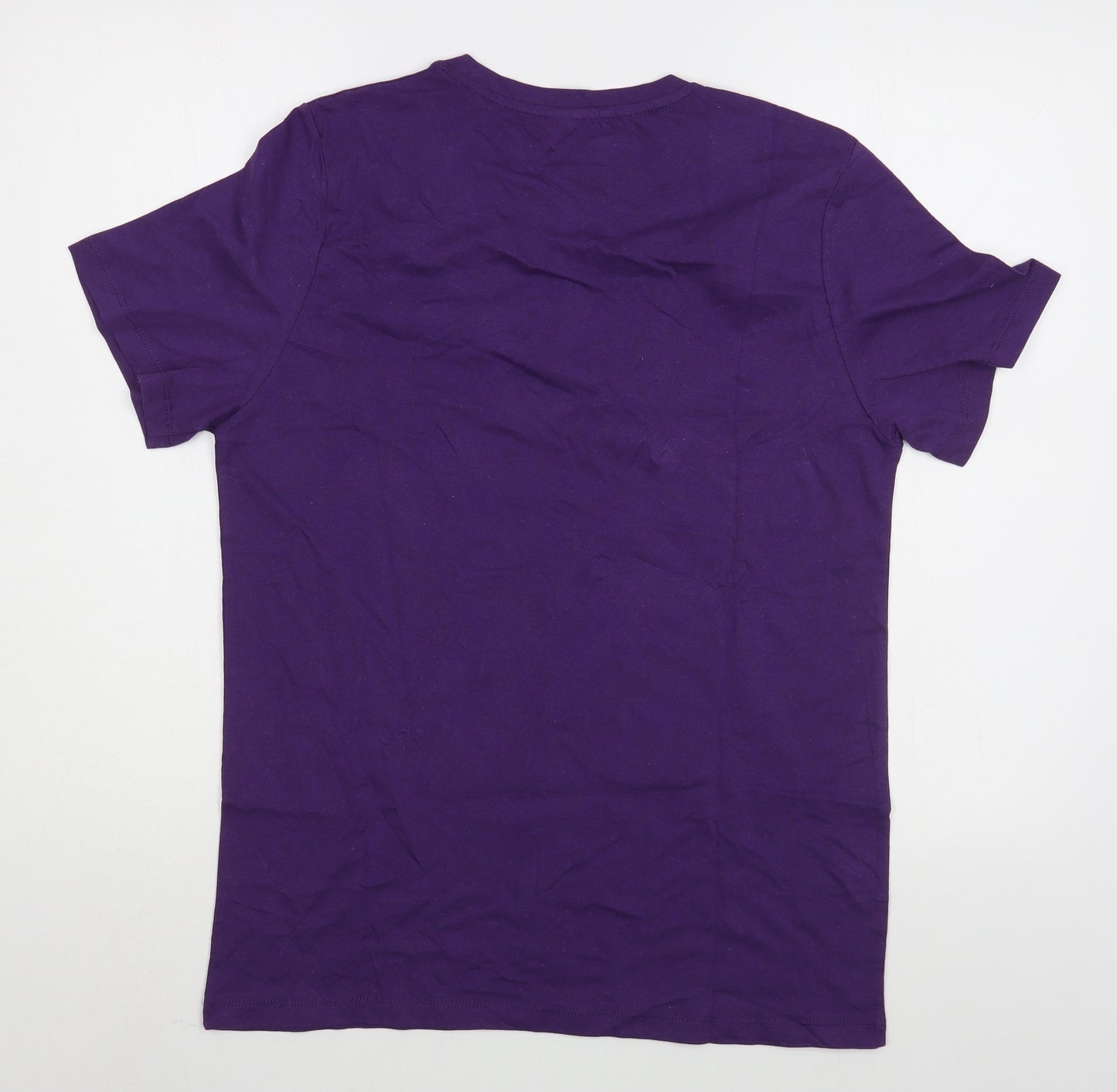 Barefoot Mens Purple  Cotton  T-Shirt Size S Round Neck
