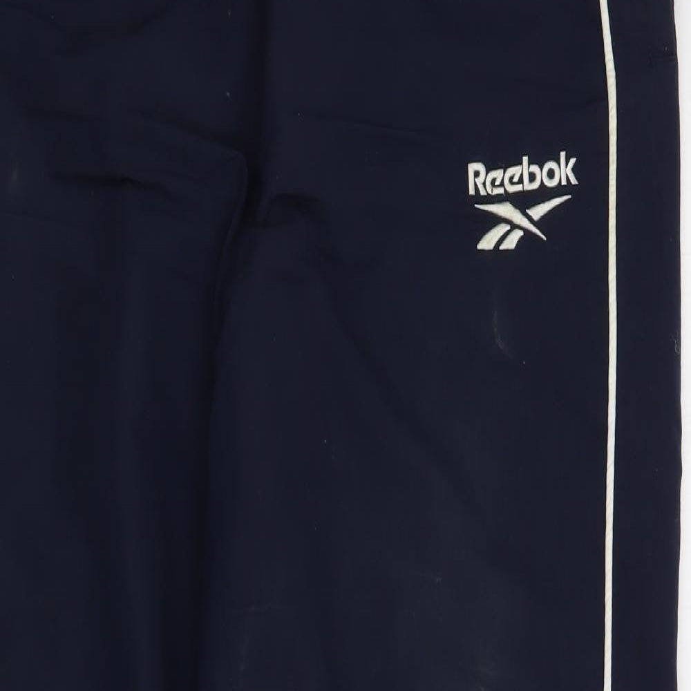 Reebok Mens Blue  Polyester Jogger Trousers Size L L31 in Regular Tie