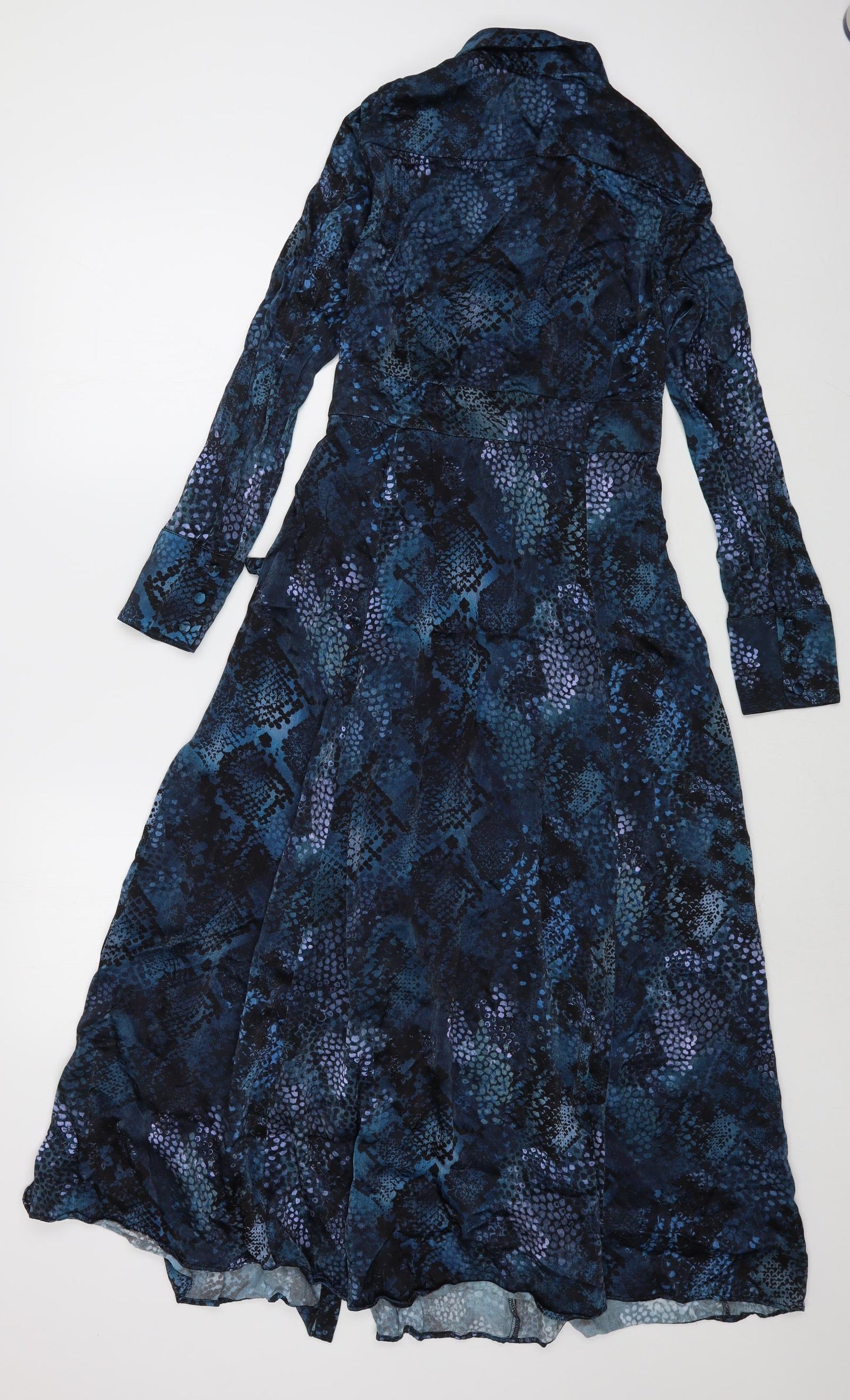 Monsoon Womens Beige Geometric Polyester Shirt Dress  Size 10  Collared Button
