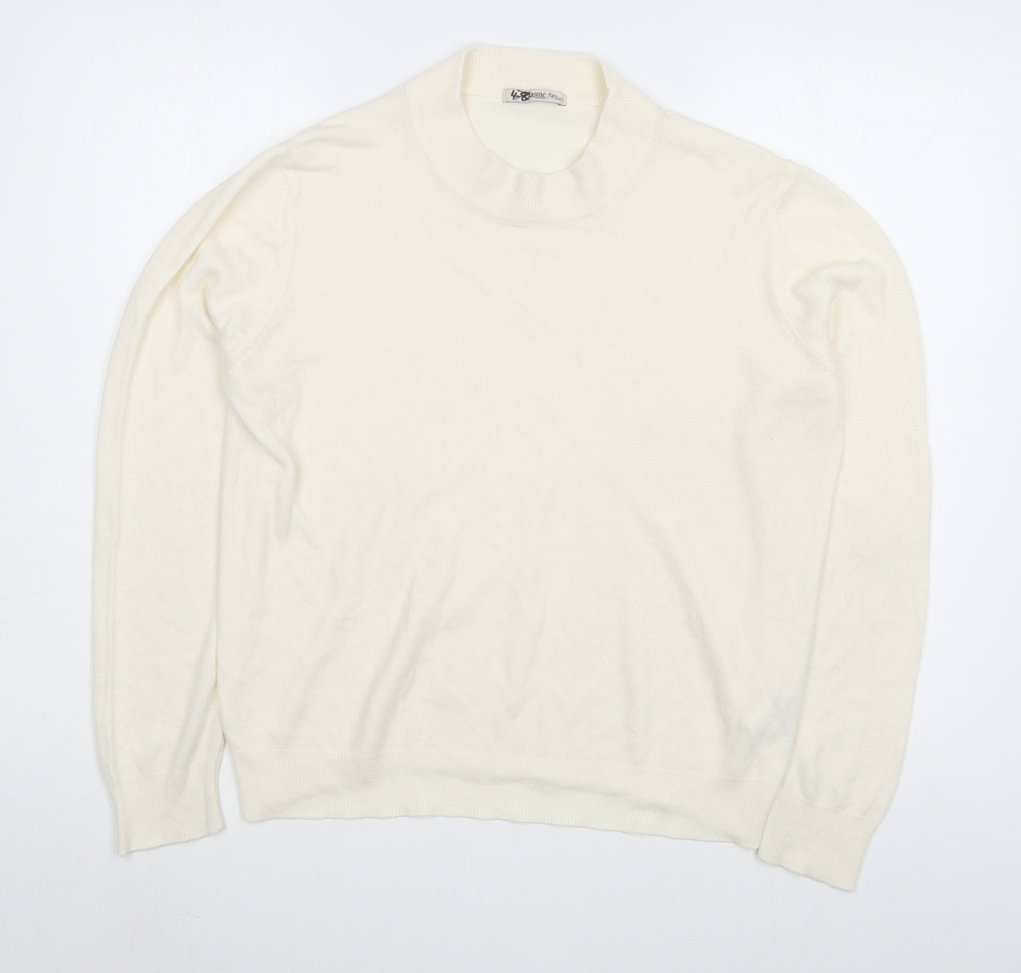 Marks and Spencer Womens White Round Neck  Acrylic Pullover Jumper Size 16