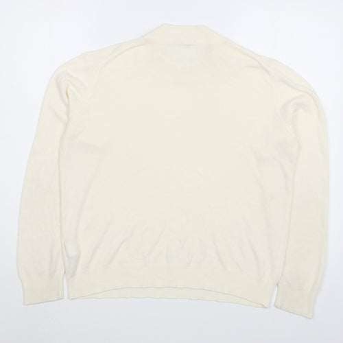 Marks and Spencer Womens White Round Neck  Acrylic Pullover Jumper Size 16