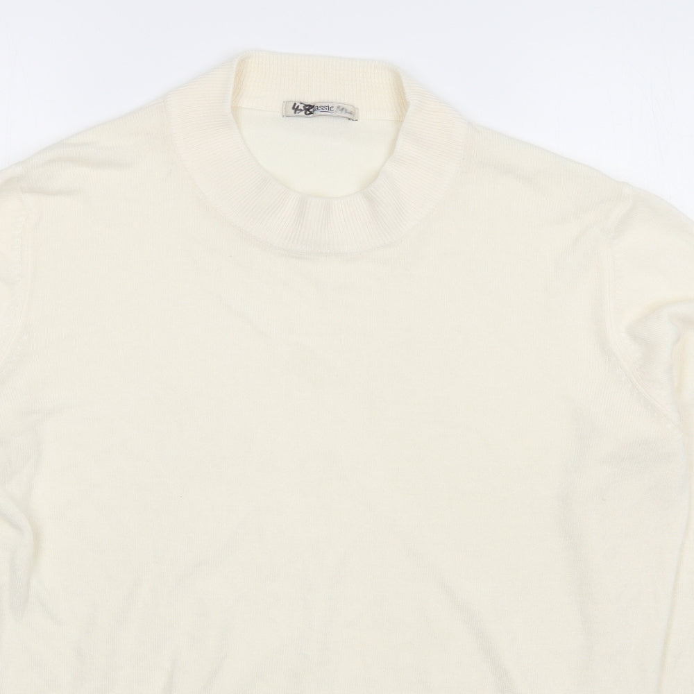 Marks and Spencer Womens White Round Neck  Acrylic Pullover Jumper Size 16
