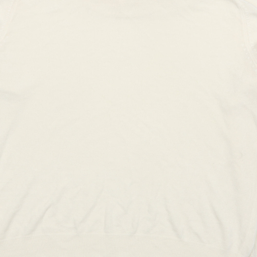 Marks and Spencer Womens White Round Neck  Acrylic Pullover Jumper Size 16