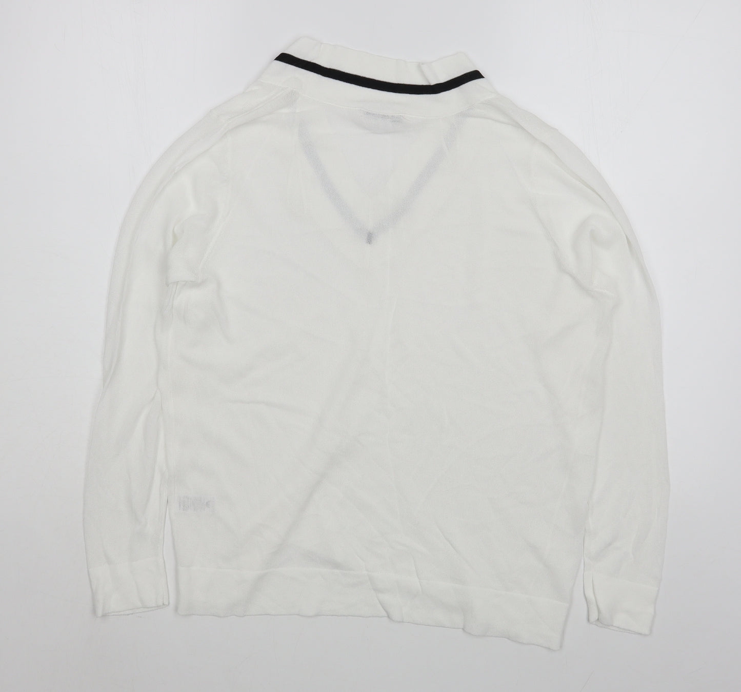 TU Womens White V-Neck  Viscose Pullover Jumper Size 18