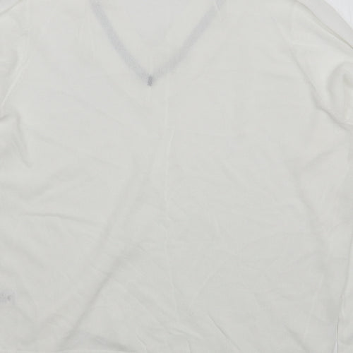 TU Womens White V-Neck  Viscose Pullover Jumper Size 18
