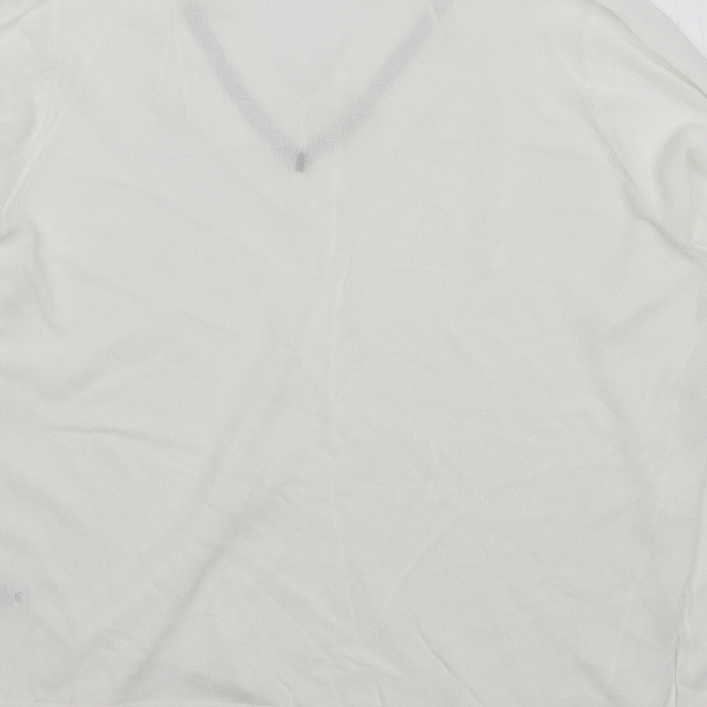 TU Womens White V-Neck  Viscose Pullover Jumper Size 18