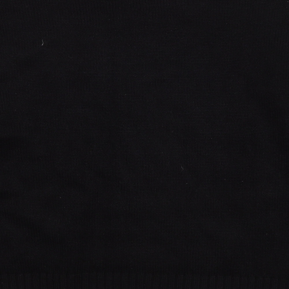 TU Womens Black Round Neck Geometric Acrylic Pullover Jumper Size 16