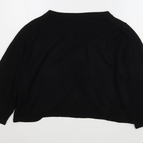 TU Womens Black V-Neck  Acrylic Cardigan Jumper Size 14
