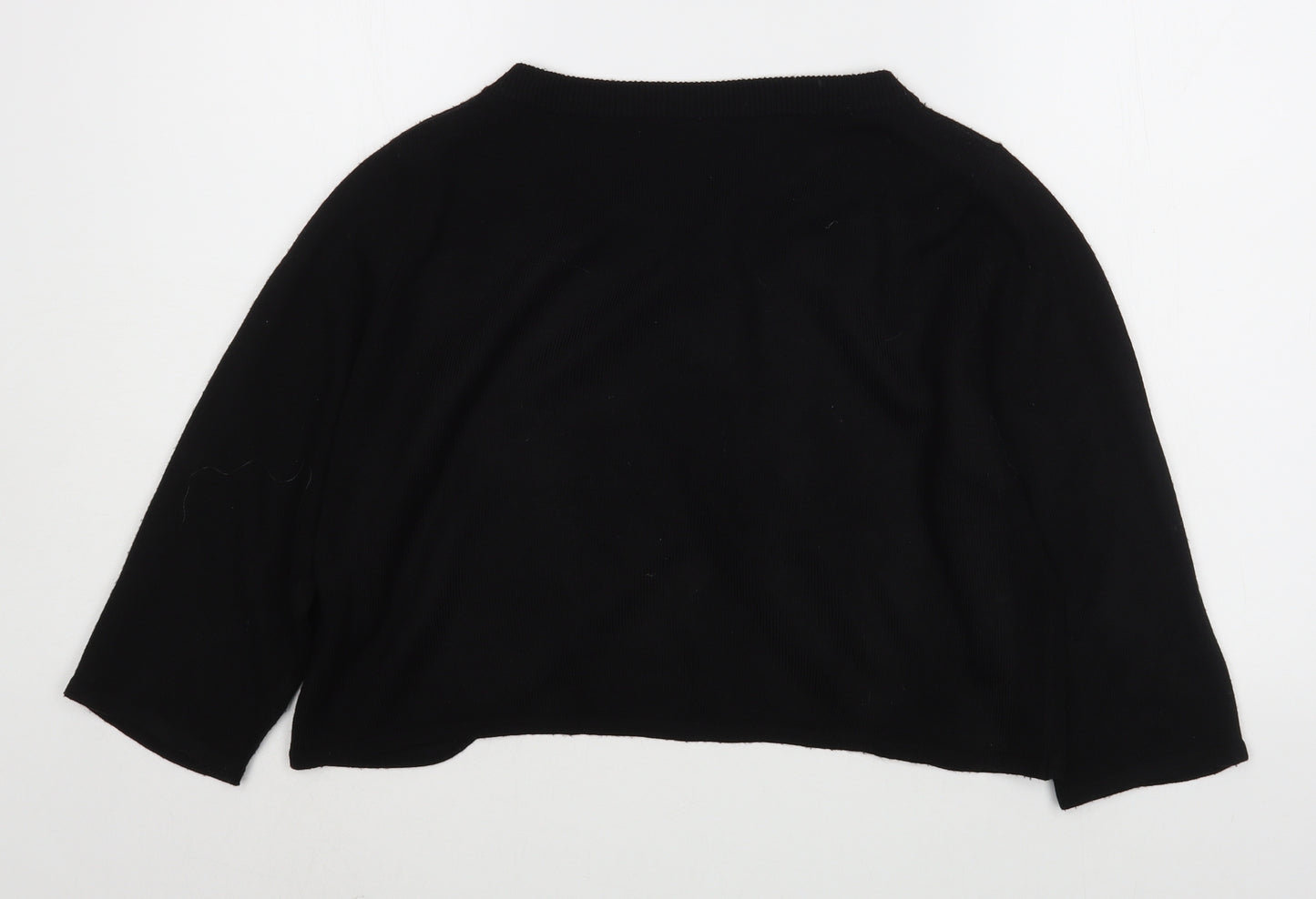 TU Womens Black V-Neck  Acrylic Cardigan Jumper Size 14