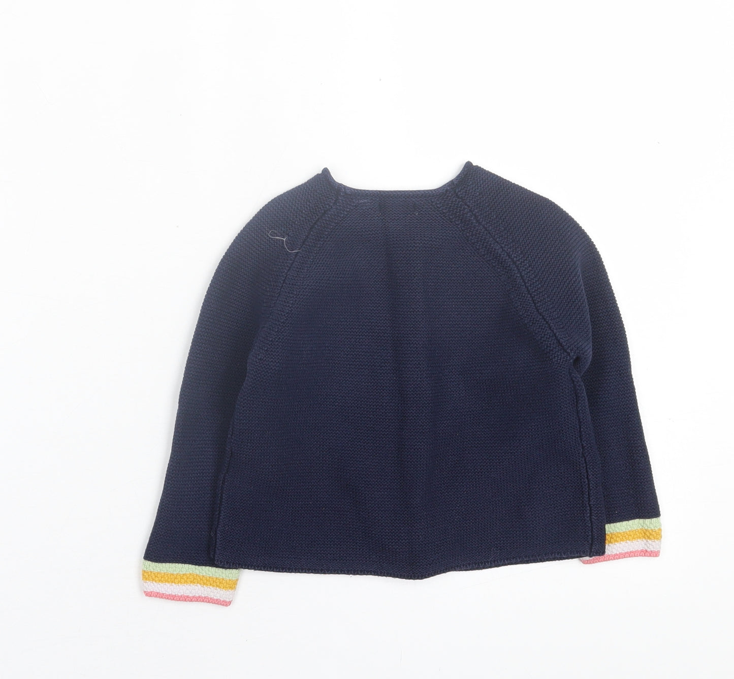 NEXT Girls Blue Striped Cotton Cardigan Jumper Size 12-18 Months  Button