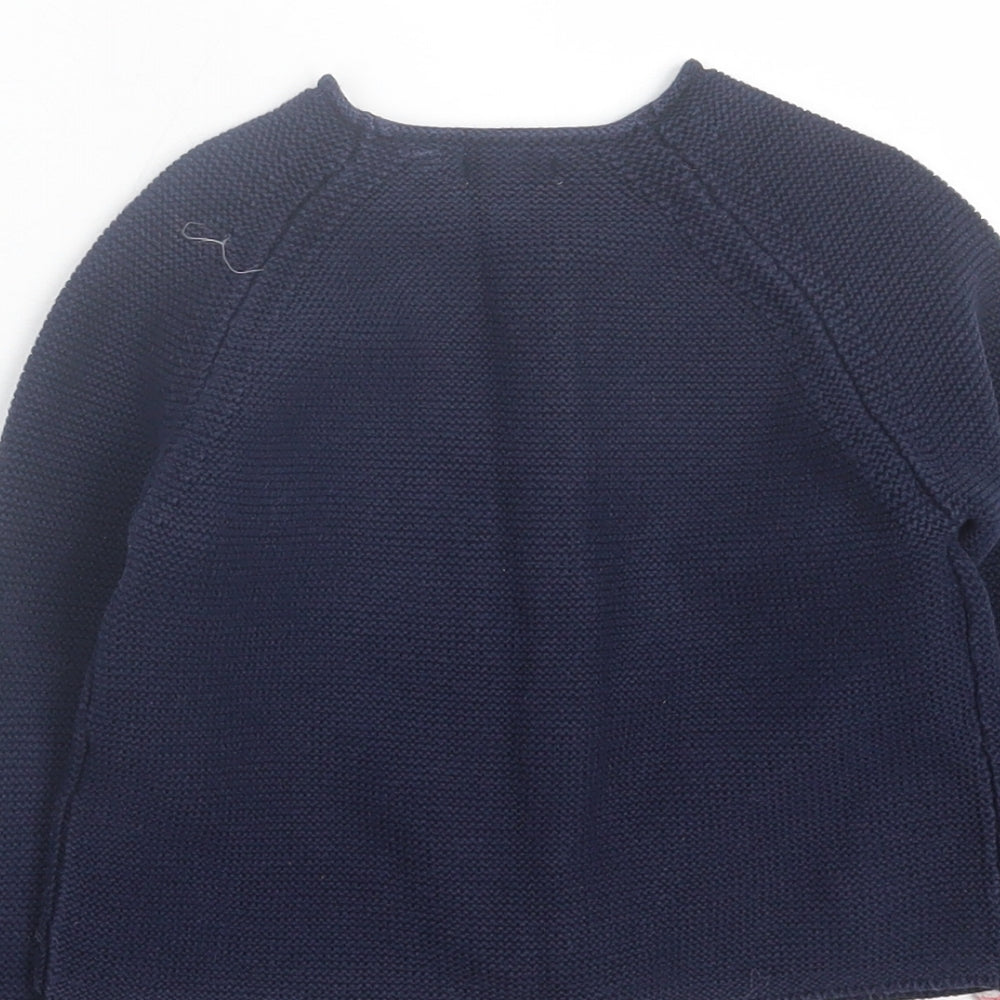 NEXT Girls Blue Striped Cotton Cardigan Jumper Size 12-18 Months  Button