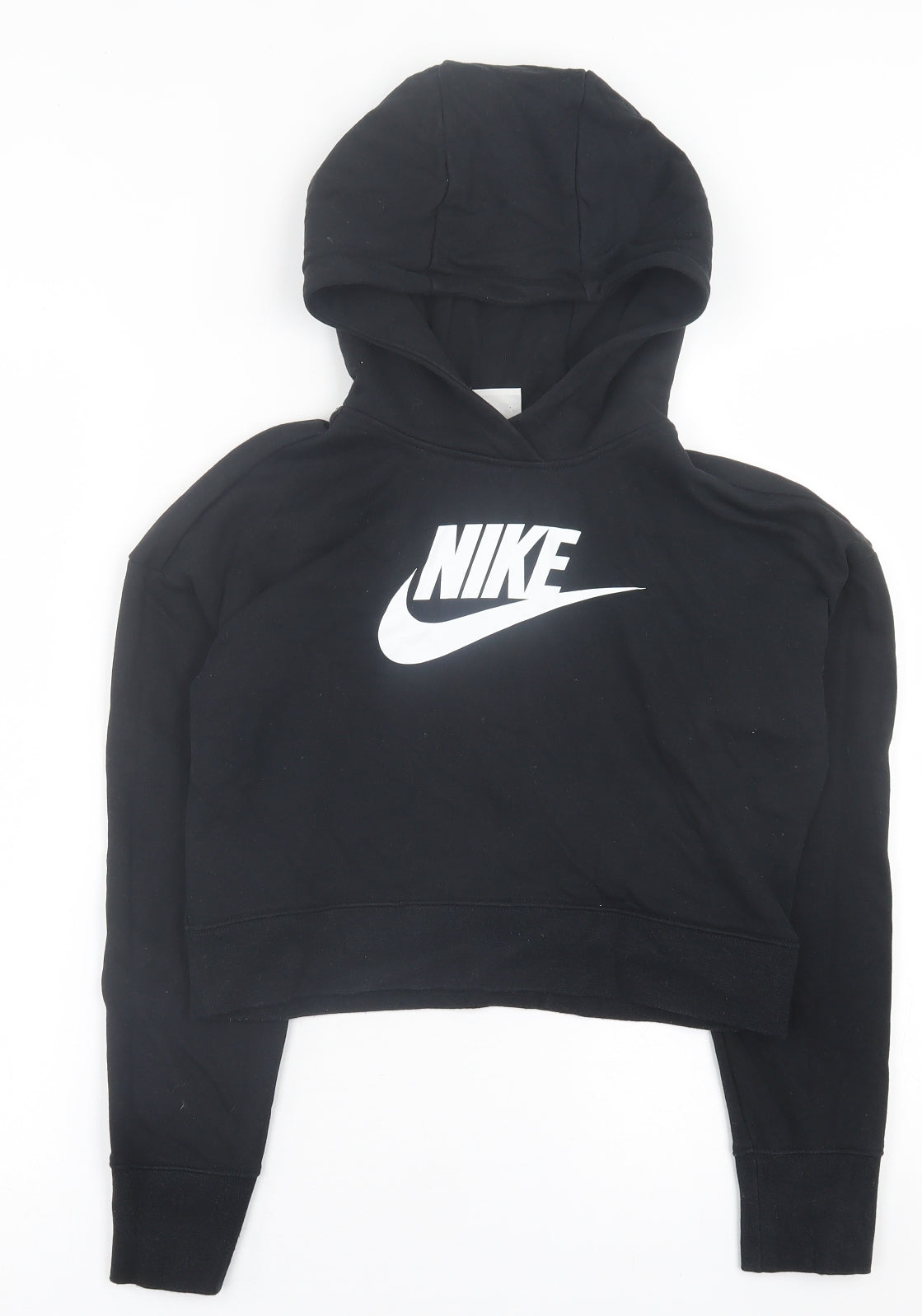 Nike Girls Black  Cotton Pullover Hoodie Size 11-12 Years  Pullover - Cropped