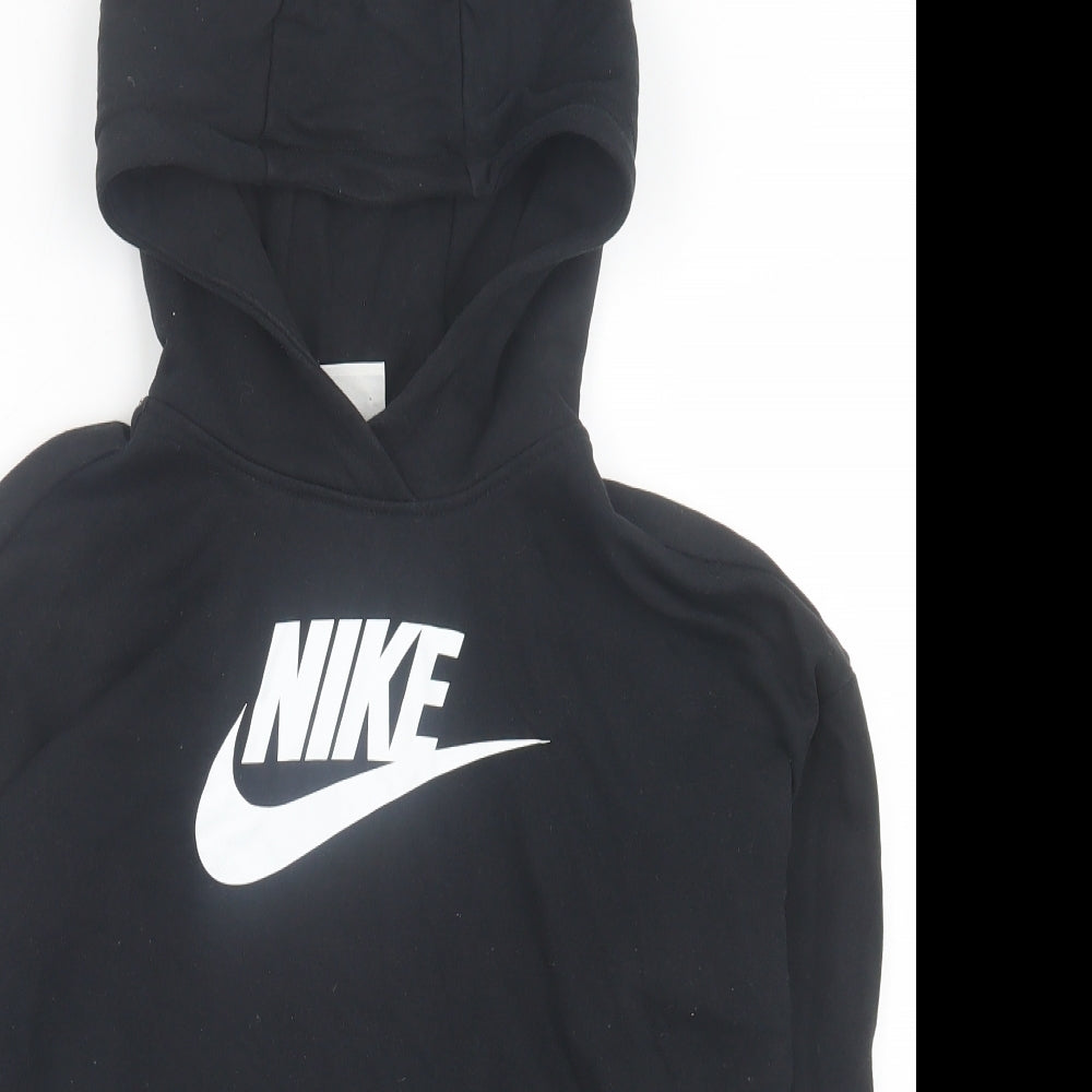 Nike Girls Black  Cotton Pullover Hoodie Size 11-12 Years  Pullover - Cropped