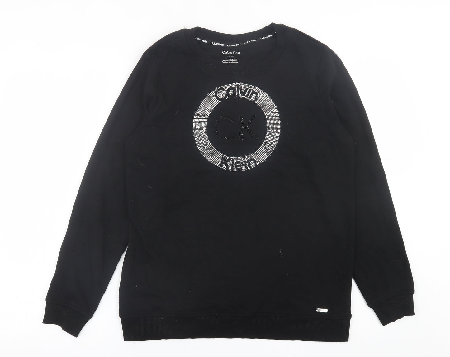Calvin Klein Womens Black  Cotton Pullover Sweatshirt Size S  Pullover