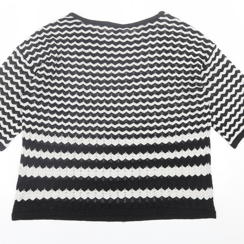 River Island Womens White Crew Neck Striped Polyester Pullover Jumper Size 10