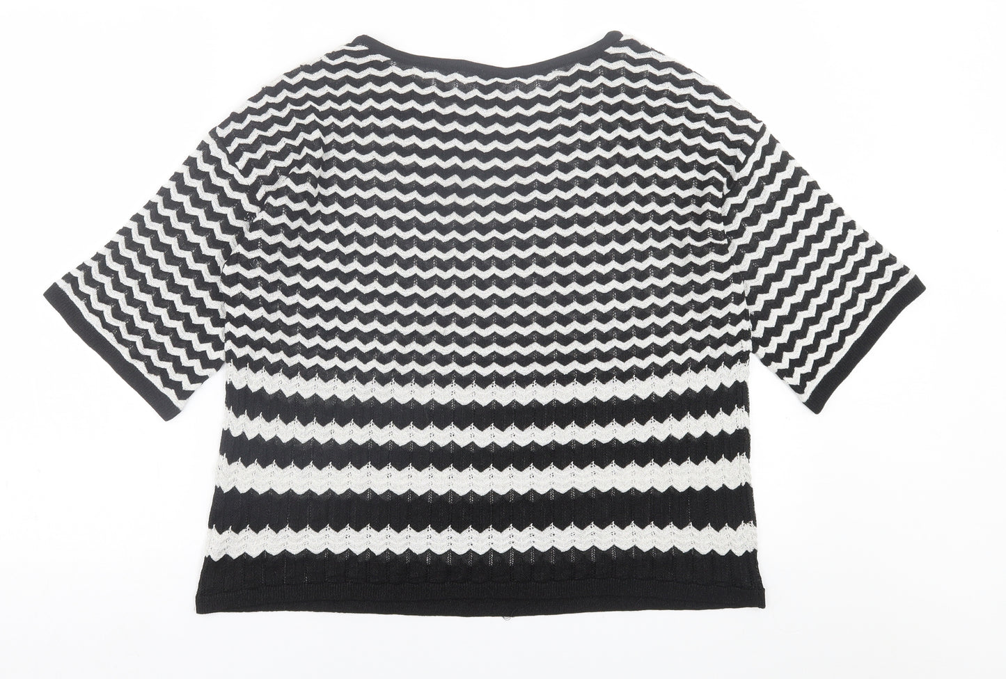 River Island Womens White Crew Neck Striped Polyester Pullover Jumper Size 10