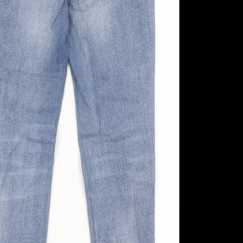 River Island Womens Blue  Cotton Skinny Jeans Size 14 L28 in Regular Button