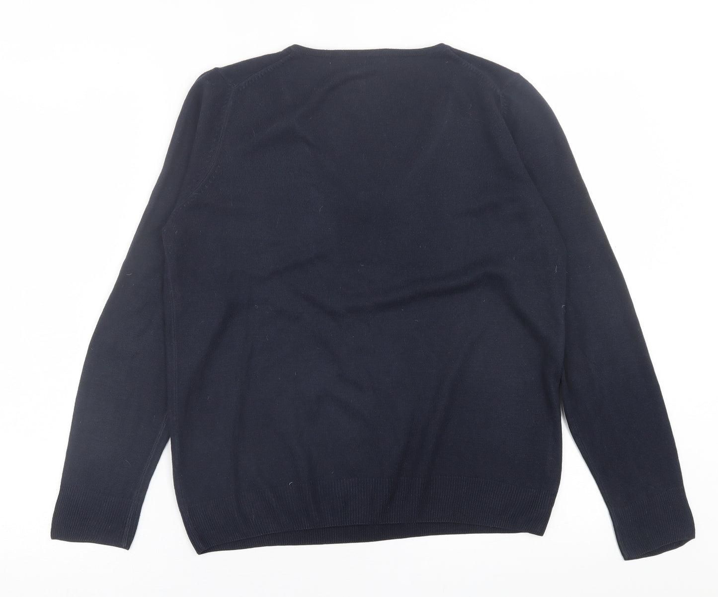 Marks and Spencer Womens Blue V-Neck  Acrylic Pullover Jumper Size 10