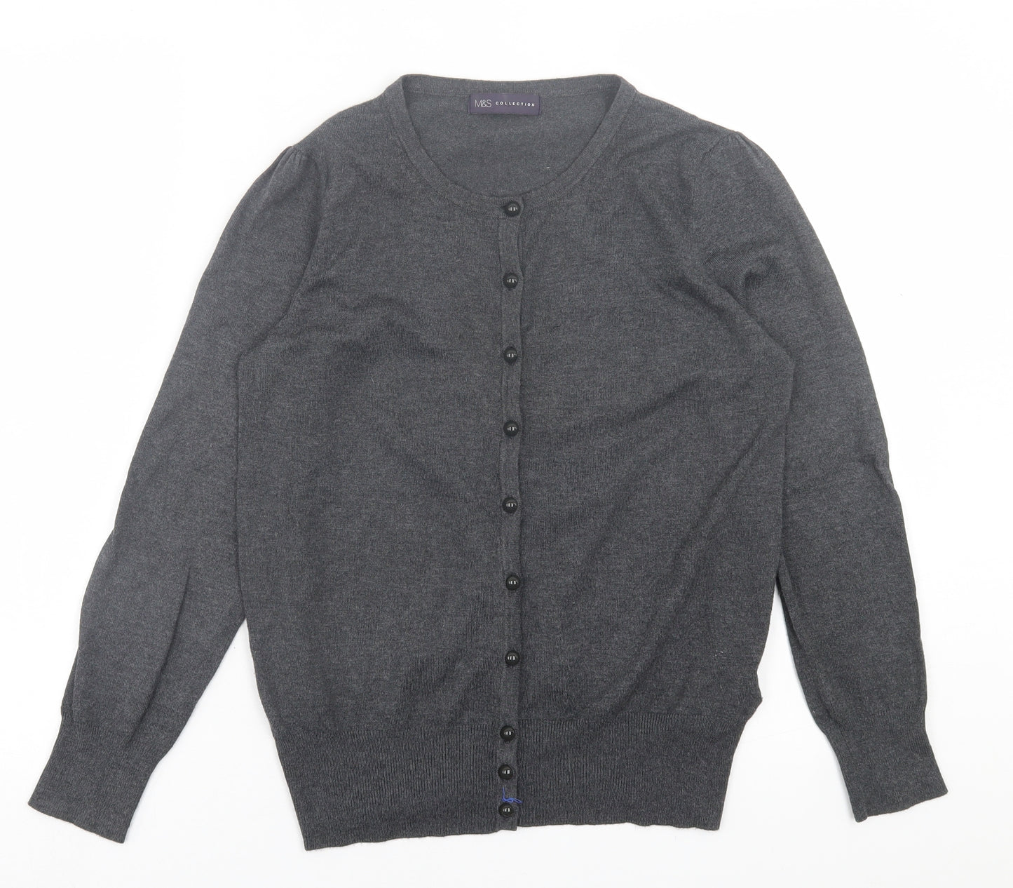 Marks and Spencer Womens Grey Crew Neck  Viscose Cardigan Jumper Size 10