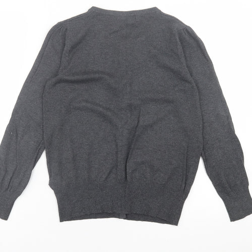 Marks and Spencer Womens Grey Crew Neck  Viscose Cardigan Jumper Size 10