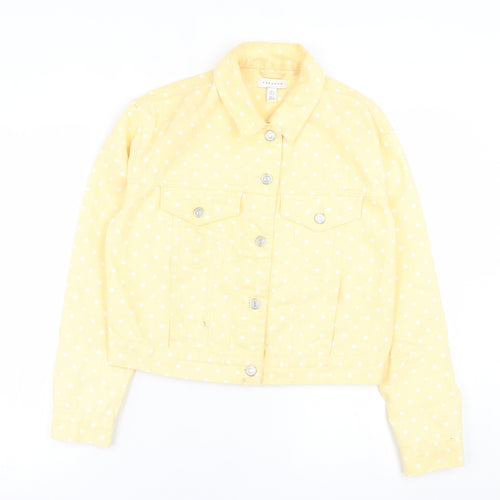 Topshop Womens Yellow Polka Dot  Jacket  Size 8  Button